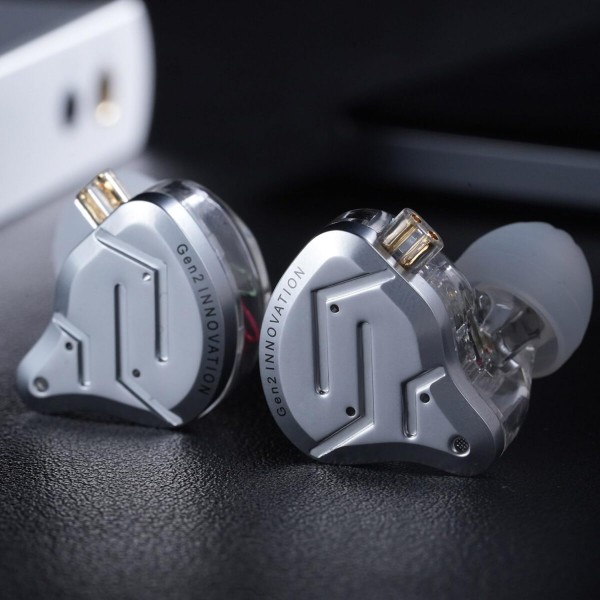KZ ZSN PRO 2 SIlver No Mic - IEM 3,5 In Ear Monitor Earphones, Hybrid 1BA+1DD 10mm, metal, HIFI bass - KZ