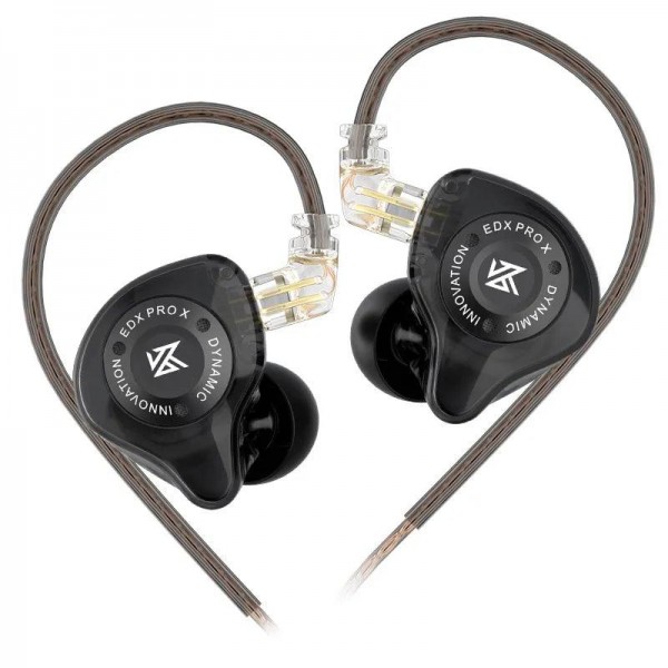KZ EDX PRO Black No Mic - IEM 3,5 In Ear Monitor Earphones, 1DD Dynamic, HIFI bass, Noise Cancelling - KZ
