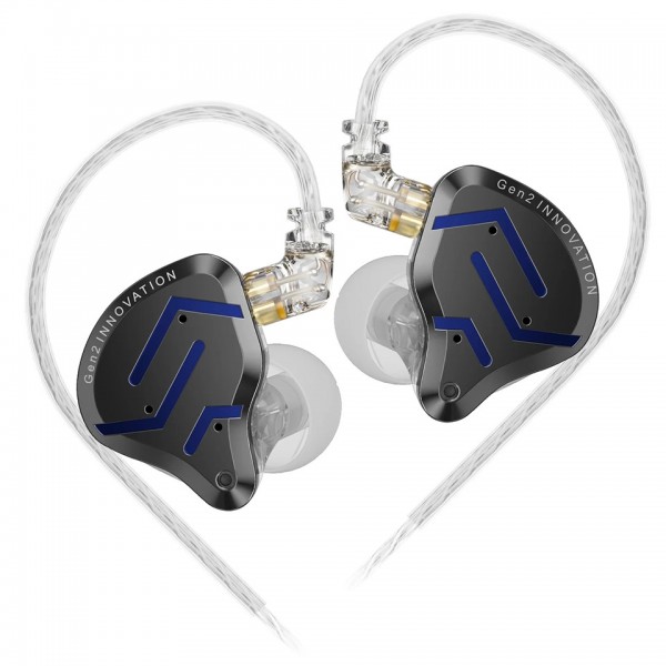 KZ ZSN PRO 2 Black Blue No Mic - IEM 3,5 In Ear Monitor Earphones, Hybrid 1BA+1DD 10mm, metal, HIFI - KZ