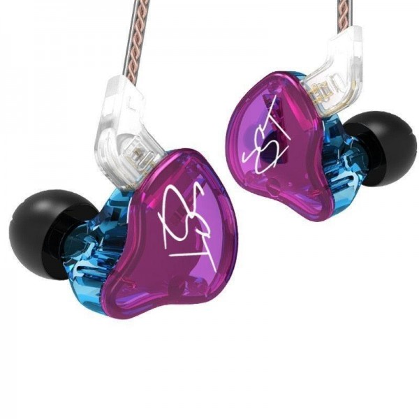 KZ ZST Purple No Mic - IEM 3,5 In Ear Monitor Earphones, Dynamic Hybrid Dual Driver 1BA+1DD - KZ