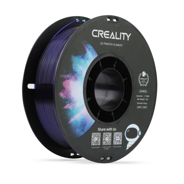 Creality CR-PETG Transparent Blue 3D Printer Filament, Hard Glossy, Tensile Str. 49MPA, 1 kg Spool1. - 