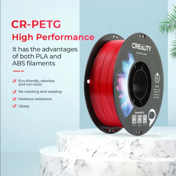 Creality CR-PETG Yellow 3D Printer Filament, Hard Glossy, Tensile Str. 49MPA, 1 kg Spool1.80