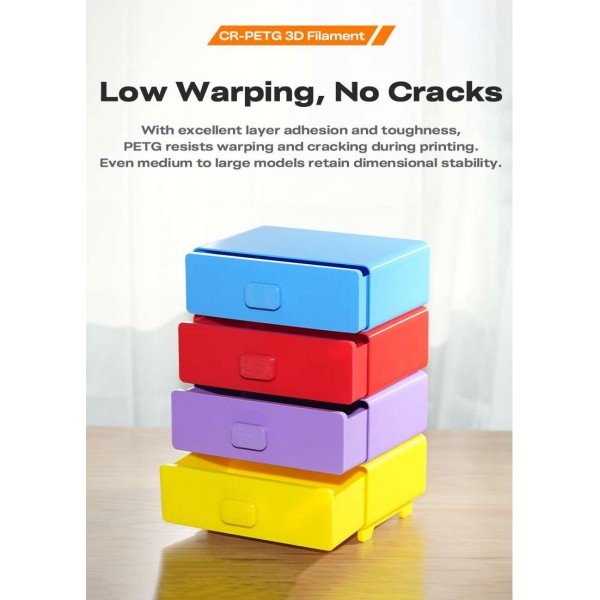 Creality CR-PETG Yellow 3D Printer Filament, Hard Glossy, Tensile Str. 49MPA, 1 kg Spool1.80