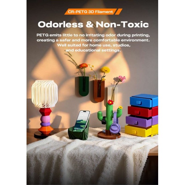 Creality CR-PETG Yellow 3D Printer Filament, Hard Glossy, Tensile Str. 49MPA, 1 kg Spool1.80