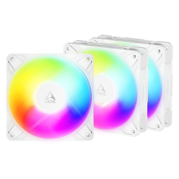 ARCTIC P12 Pro REVERSE A-RGB (White) - 3 Pack - 120mm Case Fan with A-RGB - fluid dynamic bearing - - 