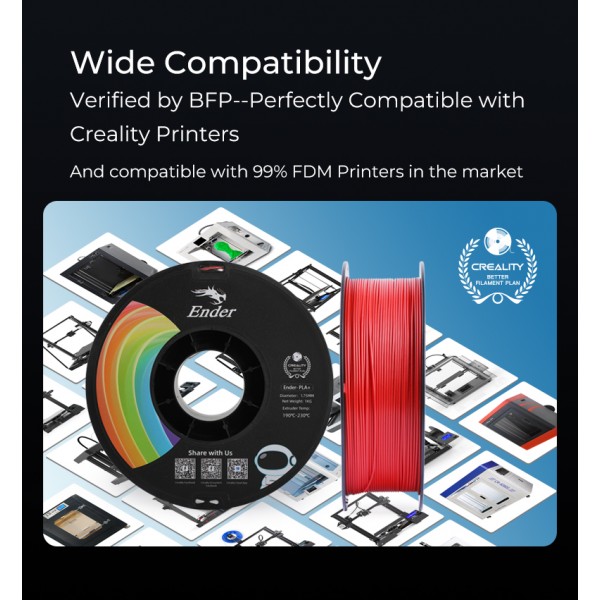 Creality EN-PLA+ Blue Ender 3D Printer Filament Strength 34MPA Bend 77MPa 1 kg Spool1.75