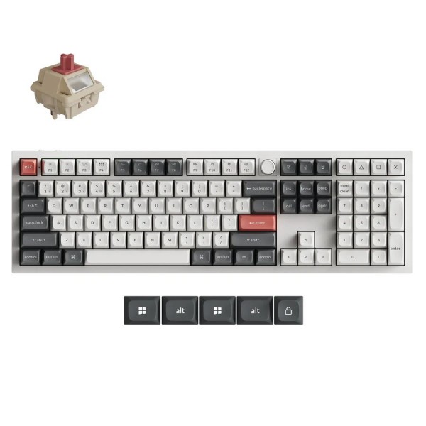 Keychron Q6 Ultra (Q6U-P1) ZMK RGB 8K Wireless Custom Mechanical Keyboard-Red Switch 100% US White - Gaming Keyboard