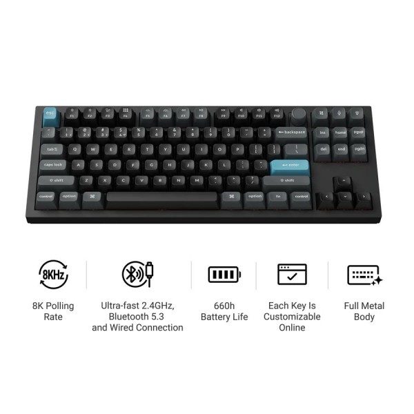 Keychron Q3 Ultra (Q3U-M1) ZMK RGB 8K Wireless Custom Mechanical Keyboard-Red Switch 80% US - Gaming Keyboard