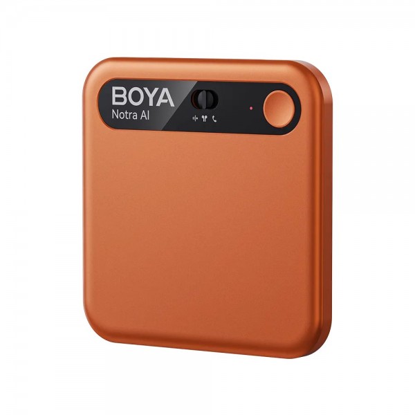 BOYA Notra Cosmic Orange - AI Audio Recorder - 64GB Room/Phone/BT, AI Transcription & Summary - 