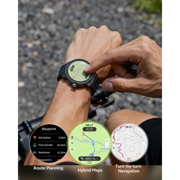QCY Track S10 Watch Black 1,43 AMOLED HD Dual Band 6 Sat GPS, Gyroscope Geomagnetometer