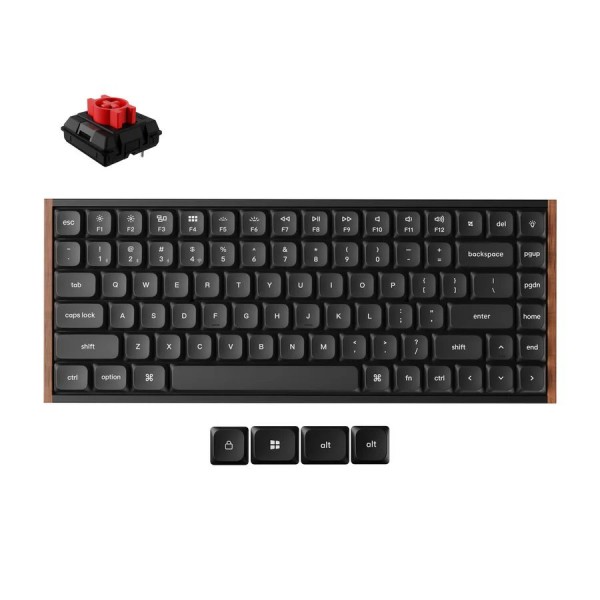 Keychron K3 Ultra (K3U-H1) QMK 8K Wireless Mechanical Keyboard Red Switch Low Profile Wood Frame 75% - 