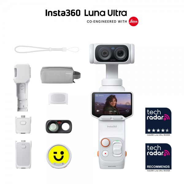 Insta360 Luna Ultra Creator Bundle White - 1-Inch 8K Leica Sensor, Dual Lens, Triple AI Chip, OLED - 