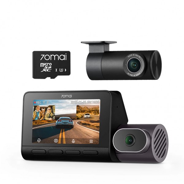 70mai Dash Cam 4K T800 & 1080 Rear Cam. & 128GB SD 3-Channel w/ Dual 4K, IMX678,  AI Detection - 