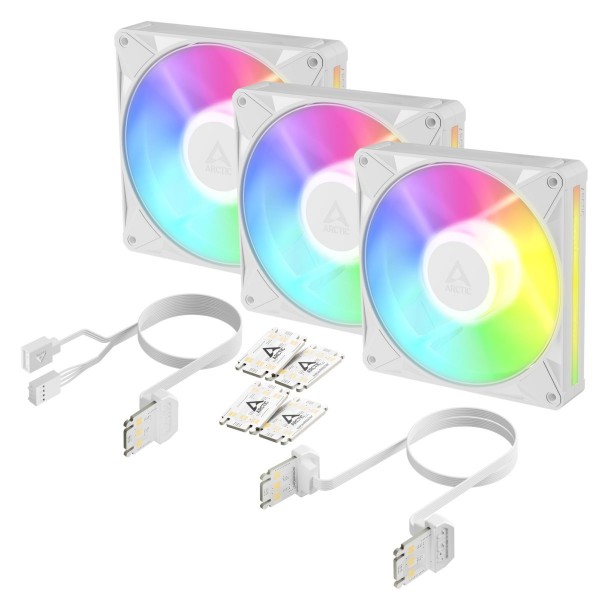 Arctic BioniX P12 A-RGB (White) Pack of 3 - 120mm Case Fan with A-RGB - Fluid Dynamic Bearing - PWM - 