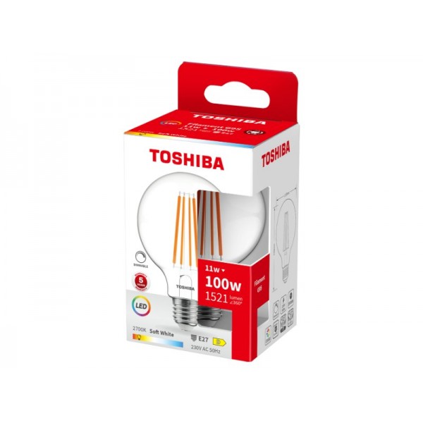 TOSHIBA LED FILAMENT G95 E27 11W 2700K DIMMABLE - TOSHIBA