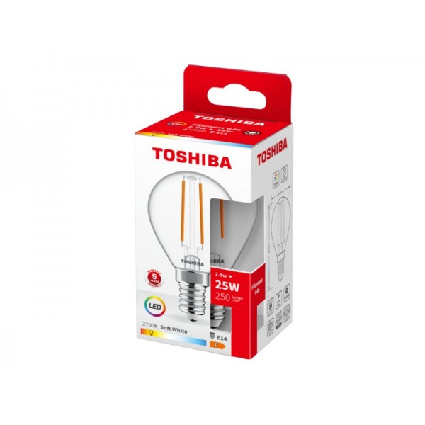 TOSHIBA LED FILAMENT G45 E14 2.5W 2700K - TOSHIBA