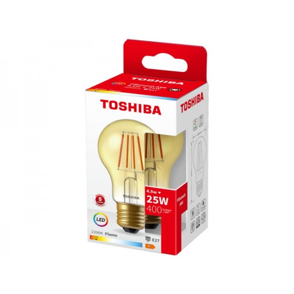 TOSHIBA LED FILAMENT AMBER A60 E27 4.5W 2200K - TOSHIBA