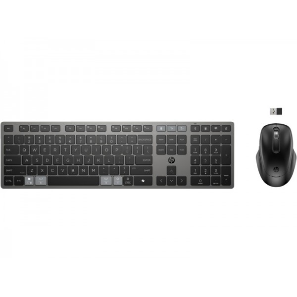HP 725 Multi-Device Rechargeable Wireless Keyboard and Mouse Combo - 