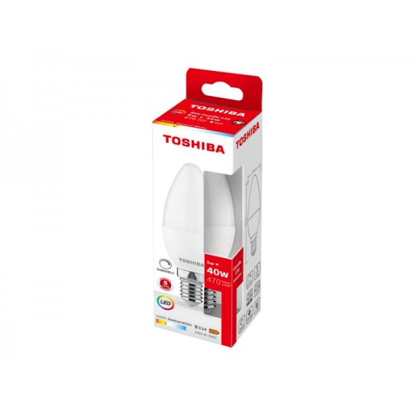 TOSHIBA LED C35 E14 5W 4000K DIMMABLE - TOSHIBA