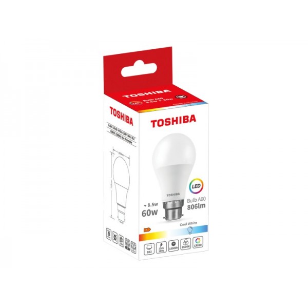 TOSHIBA LED A60 B22 8.5W 6500K - TOSHIBA
