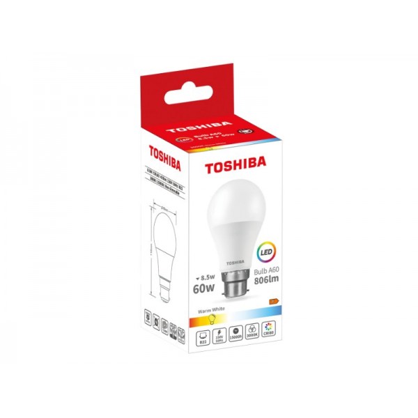 TOSHIBA LED A60 B22 8.5W 3000K - TOSHIBA