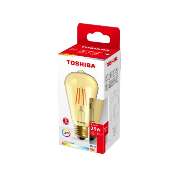 TOSHIBA LED FILAMENT AMBER ST64 E27 4.5W 2200K - TOSHIBA