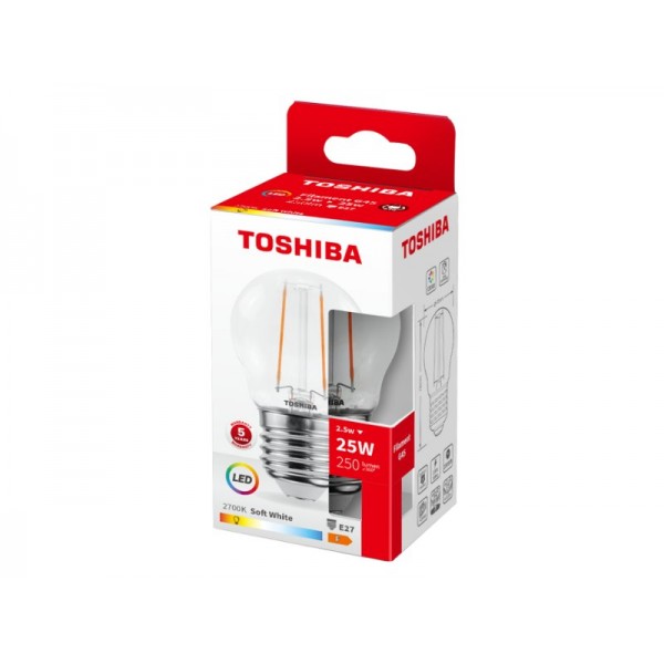 TOSHIBA LED FILAMENT G45 E27 2.5W 2700K - TOSHIBA
