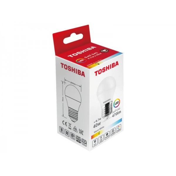 TOSHIBA LED G45 E27 4.7W 3000K - TOSHIBA