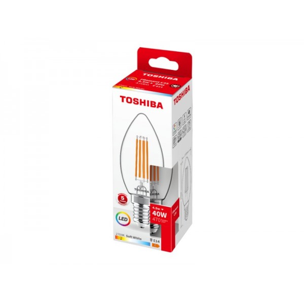 TOSHIBA LED FILAMENT C35 E14 4.5W 2700K - TOSHIBA