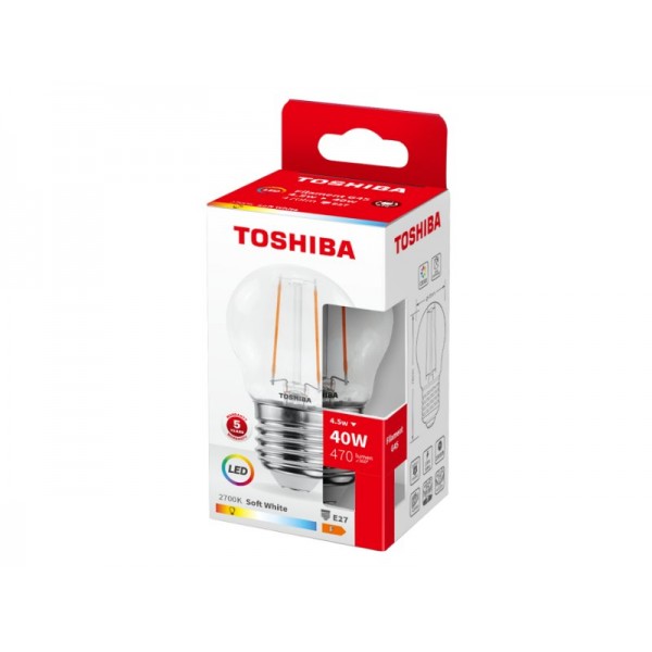 TOSHIBA LED FILAMENT G45 E27 4.5W 2700K - TOSHIBA
