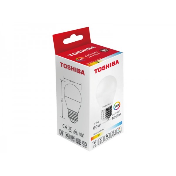 TOSHIBA LED G45 E27 7W 3000K - TOSHIBA