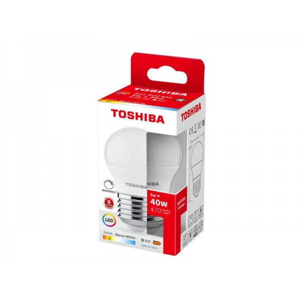 TOSHIBA LED G45 E27 5W 3000K DIMMABLE - TOSHIBA