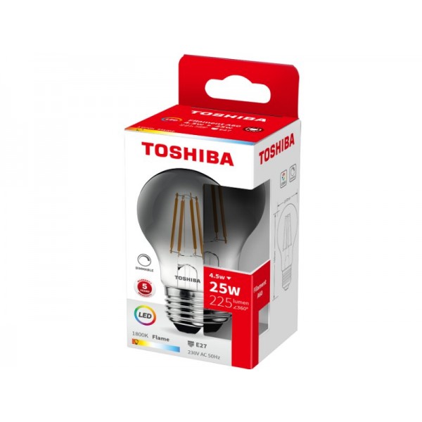 TOSHIBA LED FILAMENT SMOKY A60 E27 4.5W 1800K DIMMABLE - TOSHIBA