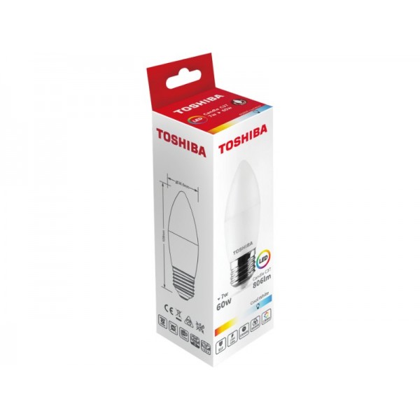 TOSHIBA LED C37 E27 7W 6500K - TOSHIBA