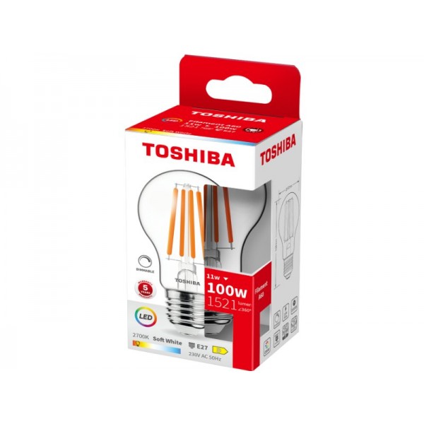 TOSHIBA LED FILAMENT A60 E27 11W 2700K DIMMABLE - TOSHIBA