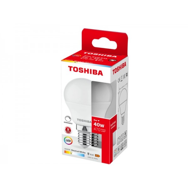TOSHIBA LED G45 E14 5W 4000K DIMMABLE - TOSHIBA
