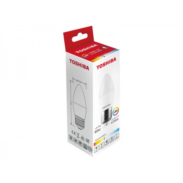 TOSHIBA LED C37 E27 4.7W 4000K - TOSHIBA