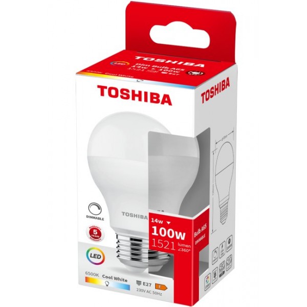 TOSHIBA LED A65 E27 14W 6500K DIMMABLE - TOSHIBA