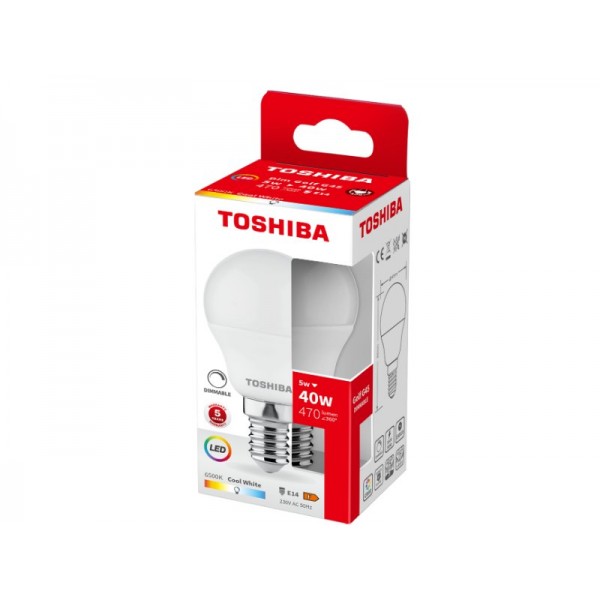 TOSHIBA LED G45 E14 5W 6500K DIMMABLE - TOSHIBA
