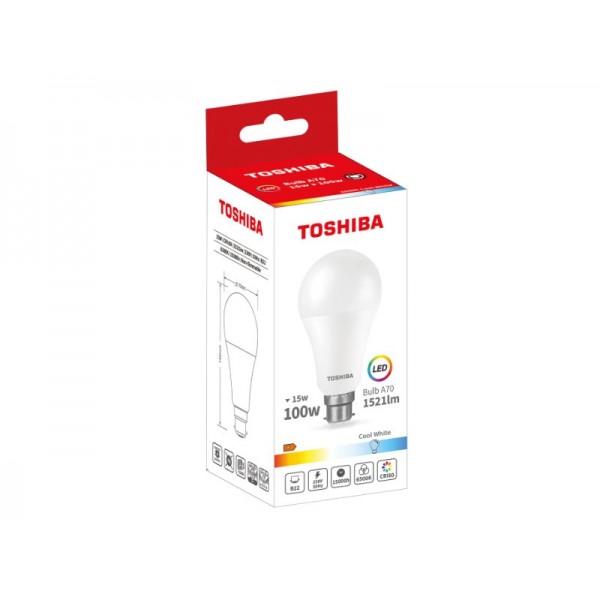 TOSHIBA LED A70 B22 15W 6500K - TOSHIBA