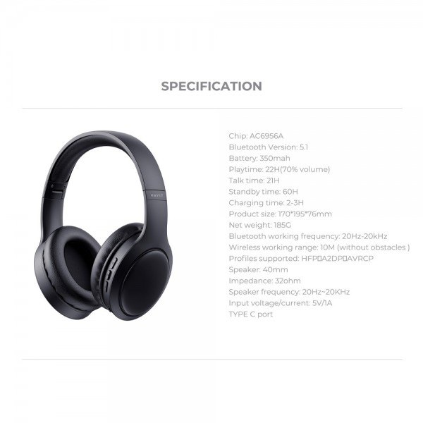 Ασύρματα Ακουστικά Havit - H633BT (Pink) |  |  |