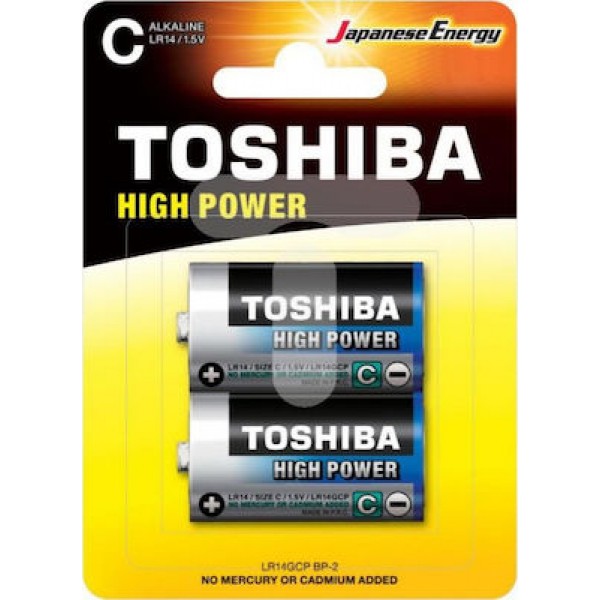 Toshiba High Power Αλκαλικές Μπαταρίες LR 14 GCP BP-2 - TYPE C - 1.5V - 2τμχ - Home Garden Hobby